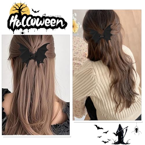Halloween Bat Hair Clips - Matte Black Gothic Claw Barrettes