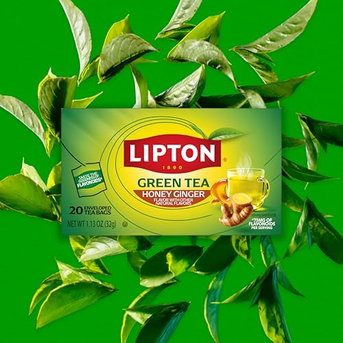 Lipton Honey Ginger Green Tea Bags - 20 Count for Hot or Iced Tea