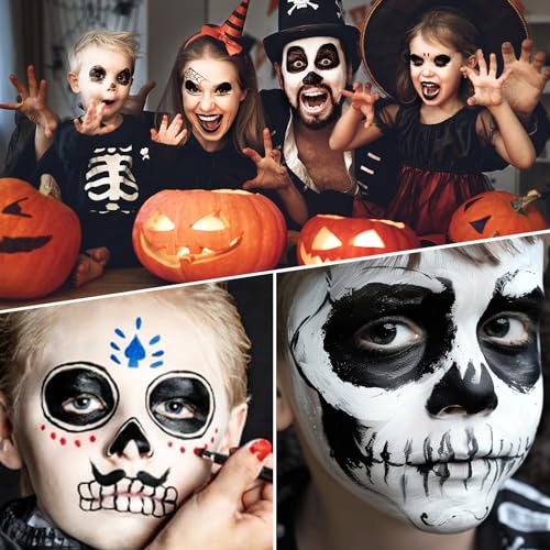 BOBISUKA Skeleton Face Paint Kit for Kids & Adults - Halloween Makeup Set