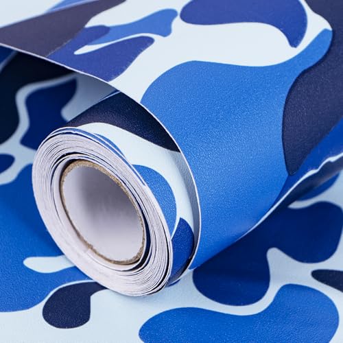 Thicker Blue Camouflage Drawer Liner - Self-Adhesive Contact Paper 17.7" x 117"