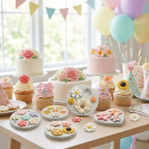 5 Pcs Flower Silicone Molds for Fondant, Chocolate & Crafts