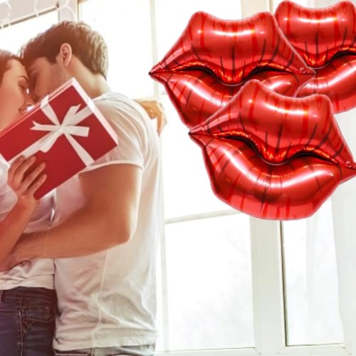 Red Lip Foil Balloons - 6Pcs Huge Kiss Balloons for Parties
