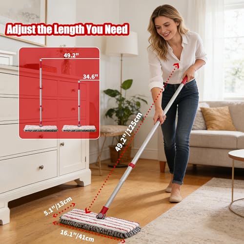 360° Rotating Microfiber Flat Mop with Washable Pads for All Floors