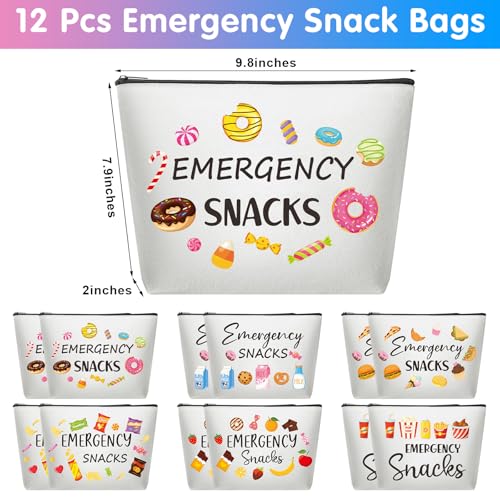 Reginary 12 Pcs Funny Makeup & Emergency Snack Bags - Colorful Snack Pouch for Women