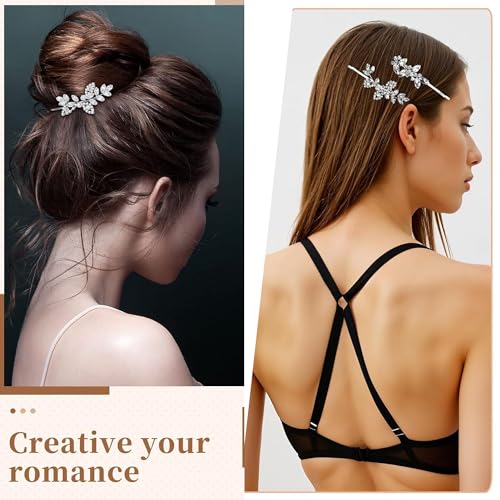 Fireach C-5 Rhinestone Hair Barrettes for Women Bridal Sparkly Hair Clips