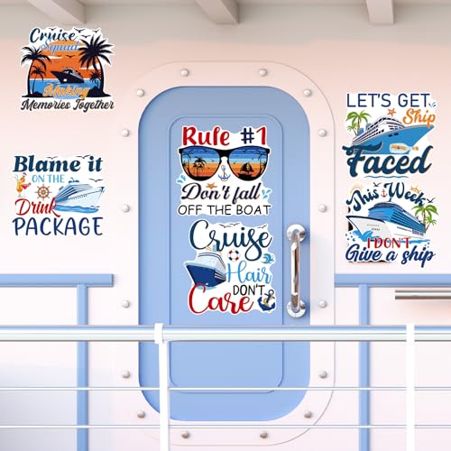 6 Pack Funny Cruise Ship Door Magnets - Sea Navigation Designs