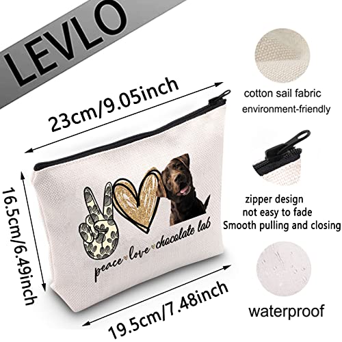 LEVLO Dog Lover Cosmetic Bag - Canvas Makeup Pouch for Travel & Toiletries