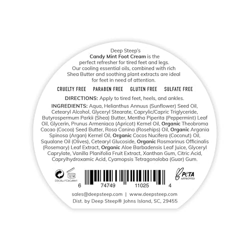 Deep Steep Candy Mint Foot Cream, 6oz - Organic Moisturizing Formula
