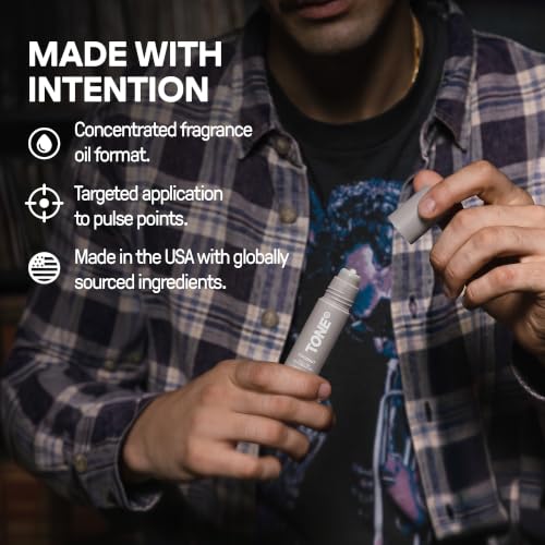 TONE Coconut Fragrance Oil Roll-On for Men - Vanilla & Sandalwood, 0.85 fl oz