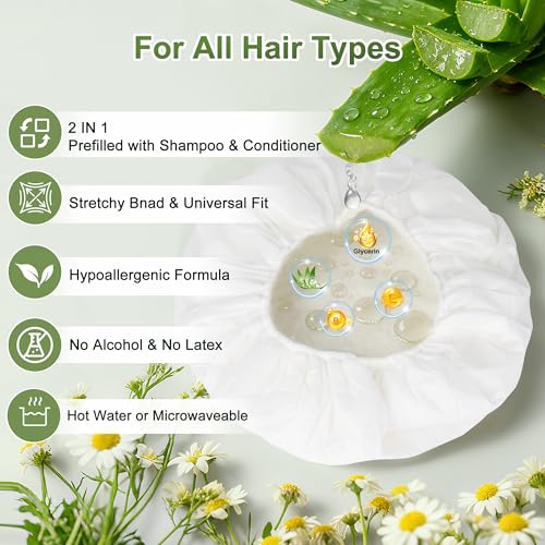 10 Pack Waterless Shampoo Caps for Easy Hair Wash | White