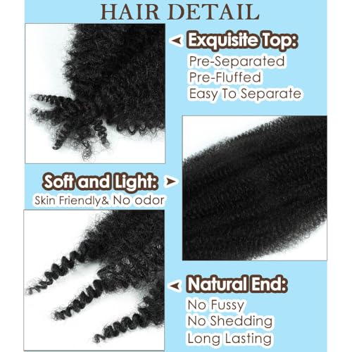 Dlyoigr 16 Inch Pre-Separated Afro Twist Hair Extensions (Pack of 6) - 1B#