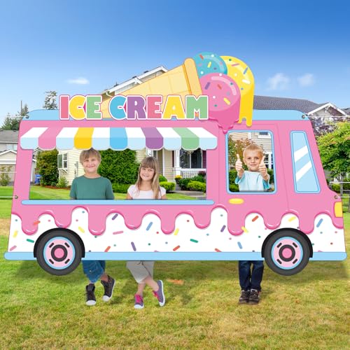 79x51 Inch Ice Cream Shop Photo Booth Backdrop for Parties