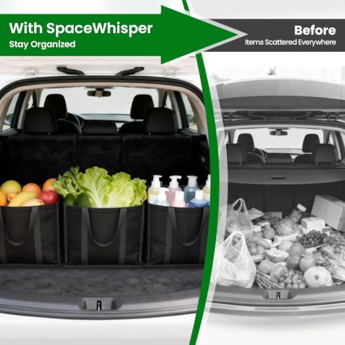Reusable Grocery Bags with Long Handles - 3 Pack Black Totes