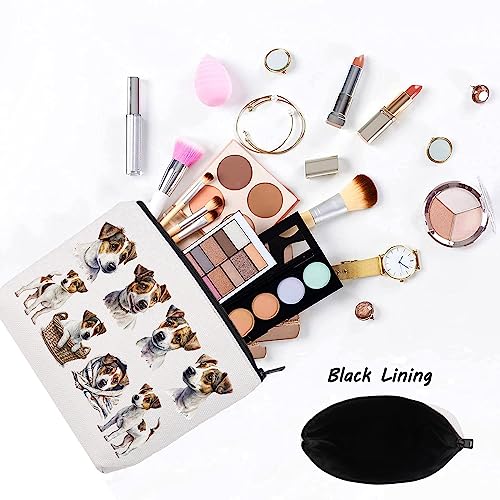 LEVO Jack Russell Cosmetic Makeup Bag - Dog Lover Gift, Travel & Toiletry Organizer