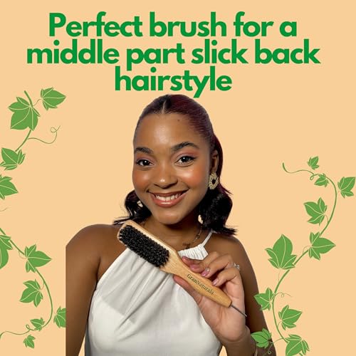 GranNaturals Boar Bristle Hair Brush with Metal Rat Tail for Parting & Styling
