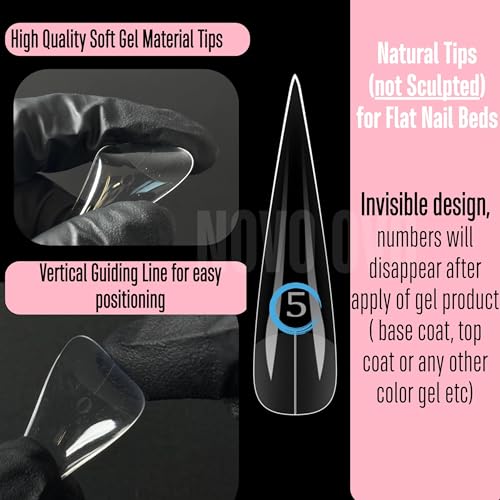 XXL Stiletto Sharp Soft Gel Nail Tips - 240 pcs Press-On