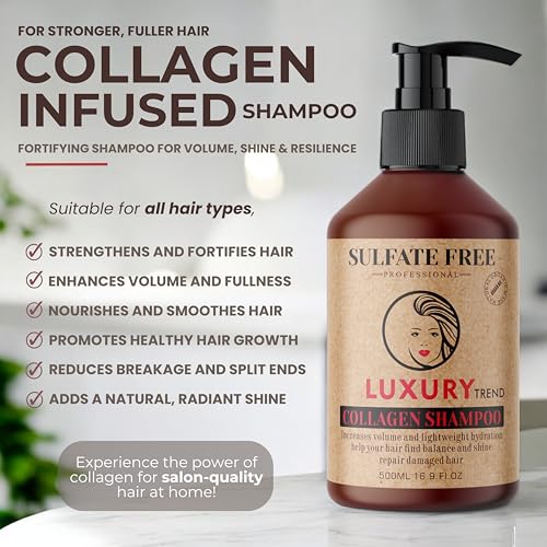 Collagen Shampoo for Women - Thickening & Growth Formula, 16.9 oz
