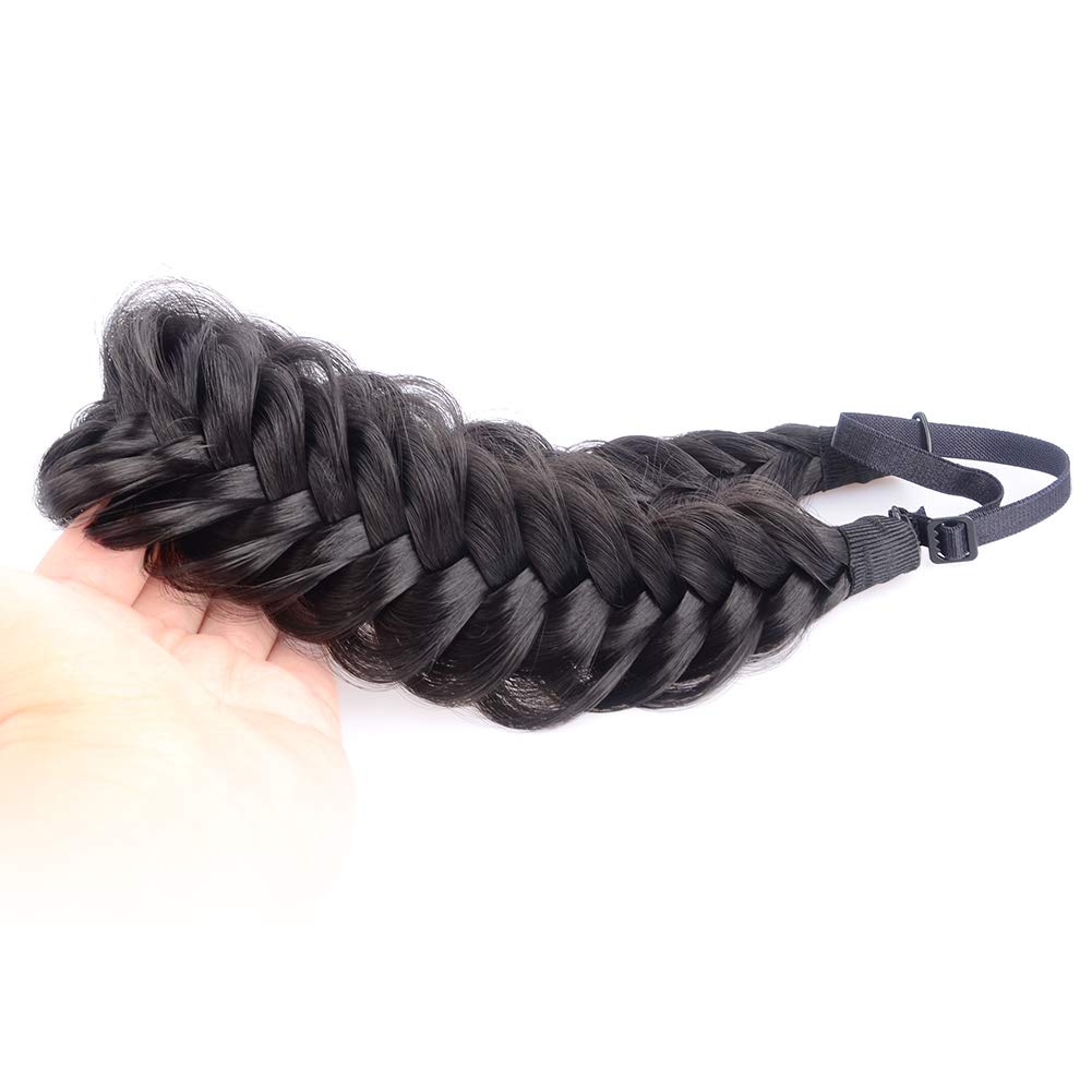 Messy Wide 2-Strand Synthetic Hair Braided Headband - Chocolate Toast | Stylish Hairpiece for Women & Girls