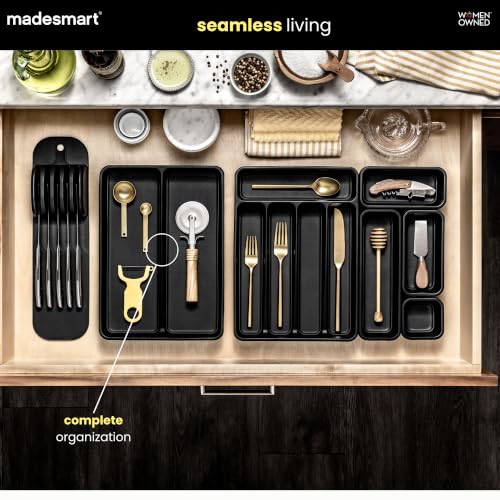 Madesmart Compact Utensil Tray - 2 Compartment Organizer with Non-Slip Feet