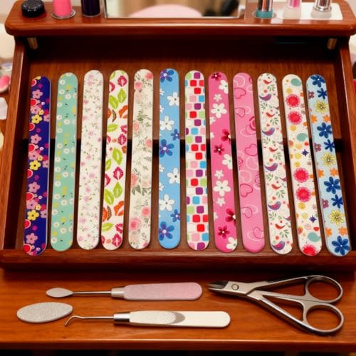 Colored Double-Sided Nail Files – 24 Pack Professional Emery Boards