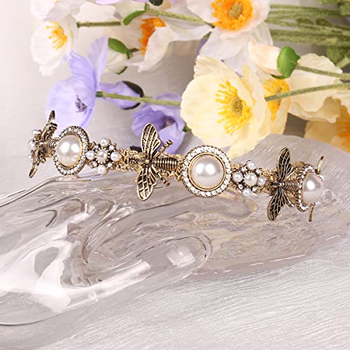 Honeybee Rhinestone Pearl Headband - Handmade Fashion Accessory
