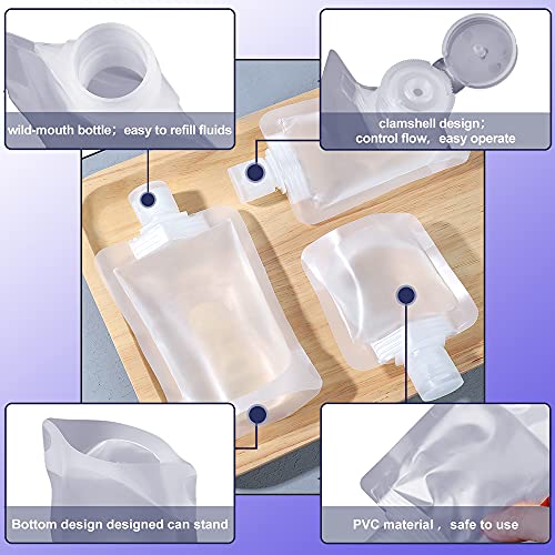 Refillable Travel Lotion & Shampoo Pouch Set - Clear Plastic Stand-Up Bags, 10 pcs