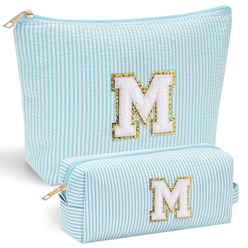 YOOLIFE Light Green Initial Makeup Bag for Girls & Women