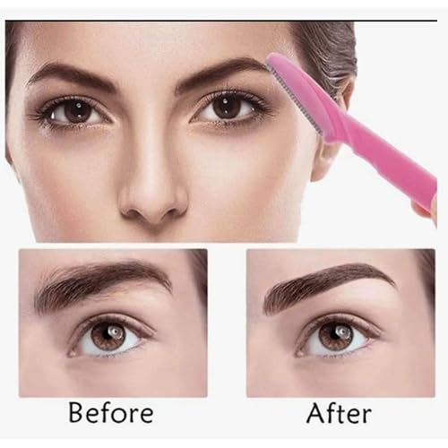 Kai Touch n Brow Eyebrow Razor for Women, 3 Count (Pack of 2), Facial Razor & Dermaplaning Tool with Safety Guard, Peach Fuzz Remover & Precision Brow Trimmer