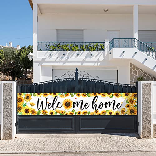 Sunflower Welcome Home Banner - Extra Large 98 x 18 Inches Decoration