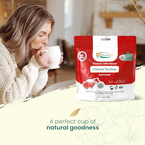 Caffeine-Free Hibiscus Tea Bags (50 Count) - Antioxidant-Rich Herbal Tea