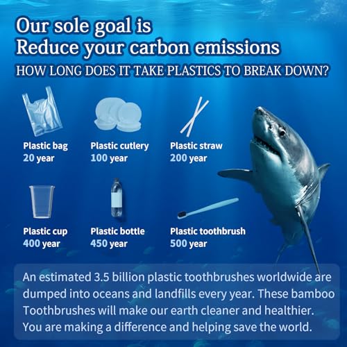 Green Bamboo Toothbrushes 8-Pack with Medium Bristles - Eco-Friendly & Recyclable