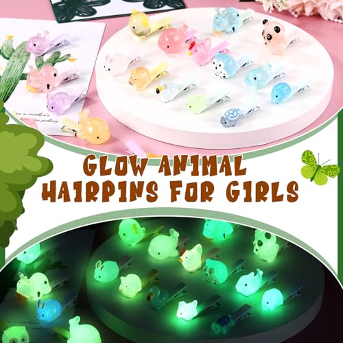 30 Glow in the Dark Rave Hair Clips for Women - Animal Designs
