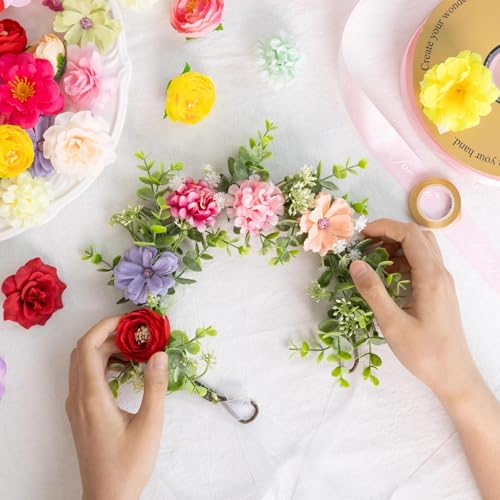 110 Pcs Mini Silk Flower Heads - Assorted Faux Flowers for DIY Crafts