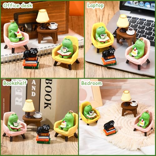 Miniature Frog Figurine Set - 6 Pcs Desk Decor for Frog Lovers