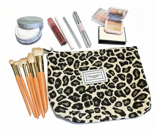 COOLOME Leopard Makeup Bag - Small Pouch, Zippered Cosmetic Organizer for Women