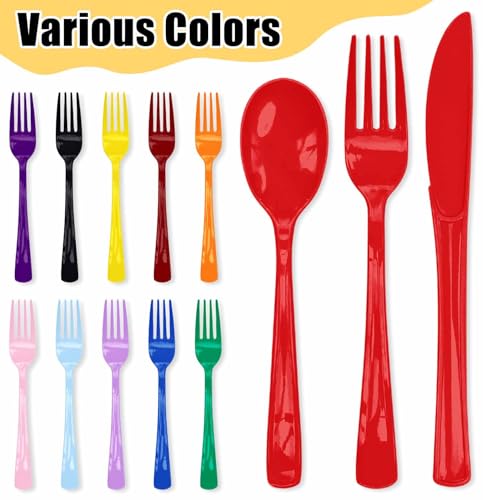 HEIPINIUYE Red Plastic Cutlery Set - 75 Pack for 25 Guests