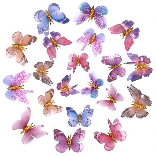 Tatibana Glitter Butterfly Hair Clips - 20 PCS Fabric Accessories
