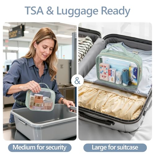 PACKISM TSA Approved Clear Makeup Bag Set - 2 Sizes in Laurel Green