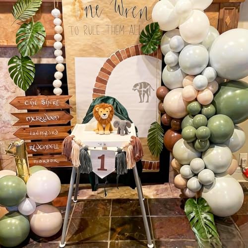 12-Inch Woodland Balloons Set - Sage Green, Brown, and Sand