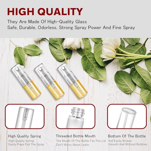 2ml Refillable Glass Spray Bottles - 60 Pack Perfume Atomizers