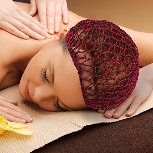 Giugu 3 Pcs Mesh Crochet Hair Nets for Women, Wine Red & Brown