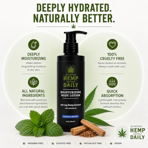 Premium Hemp Daily Ultra-Moisturizing Body Lotion, Sandalwood, 8oz