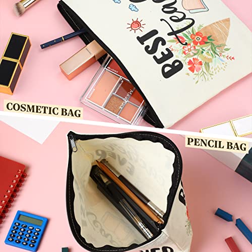 8-Piece Teacher Appreciation Gift Set: 4 Canvas Makeup Bags & 4 Bracelets
