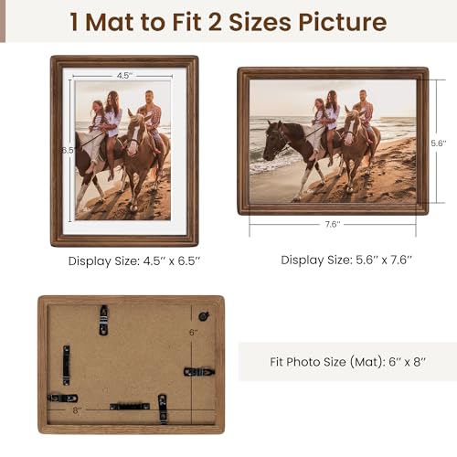 6x8 Natural Oak Wood Picture Frame with 5x7 Mat - Rustic Style
