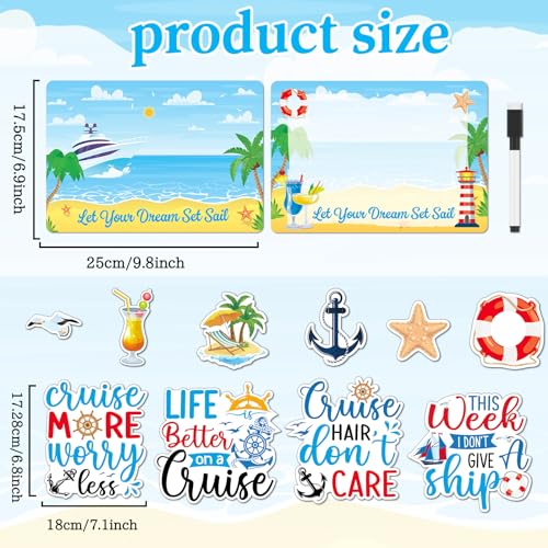 Cruise Door Magnets Set - 12 Pcs Magnetic Dry Erase Boards & Stickers