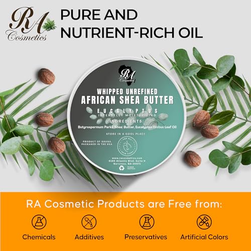 RA COSMETICS Eucalyptus Whipped Shea Butter 12oz - Moisturizing & Nourishing