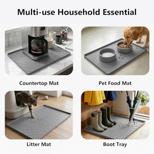 MateeyLife Waterproof Under Sink Mat 22" x 34" - Silicone Tray for Cabinet Protection