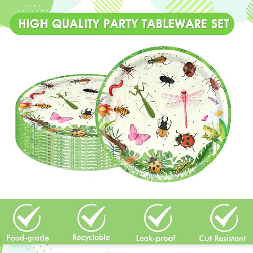 40 Pcs Bug Theme Plates and Napkins Set for Birthday Parties
