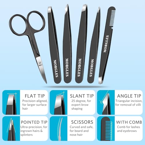 MORGLES 9-Piece Grooming Set with Tweezers and Nail Clippers