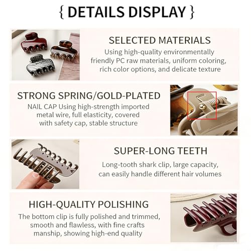 Premium Wine Red Shark Hair Clip for Thick Hair - Strong Hold